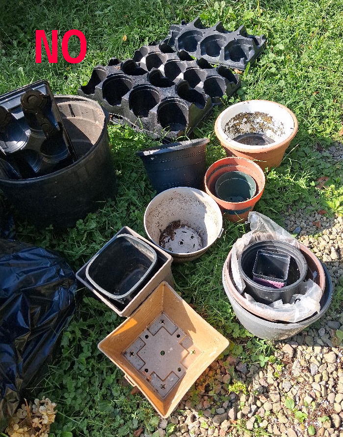 Various pots and trays that are no longer accepted here